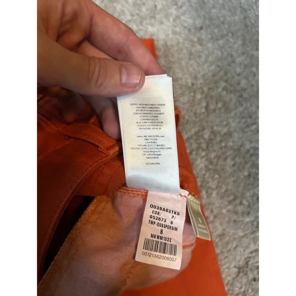 Michael Kors Pants Women 8 Orange Persimmon Stretch Cotton Slim Straight